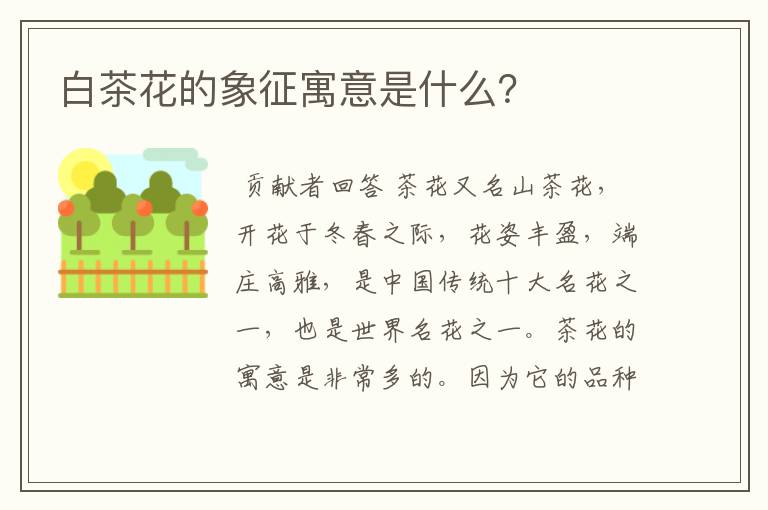 白茶花的象征寓意是什么？