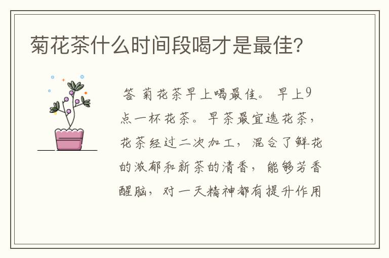 菊花茶什么时间段喝才是最佳?