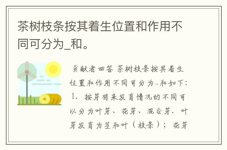 茶树枝条按其着生位置和作用不同可分为_和。