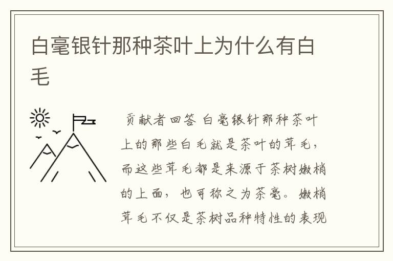 白毫银针那种茶叶上为什么有白毛